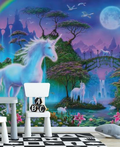 lilla, blå og grønn tilpasset enhjørningstapet kalt Unicorn Bridge av Danny Flynn for barnas soverom lilla, blå og grønn tilpasset enhjørningstapet kalt Unicorn Bridge av Danny Flynn for barnas soverom