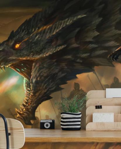 dragon breathing fire in battle wallpaper