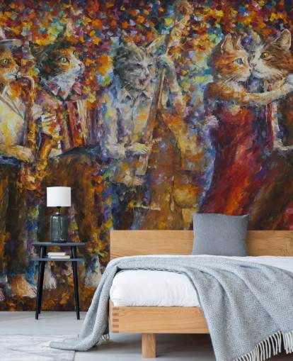 Painted Dressed Cats Dancing Wall Mural