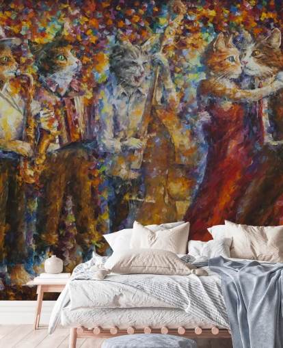 Painted Dressed Cats Dancing Wall Mural