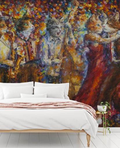 Painted Dressed Cats Dancing Wall Mural