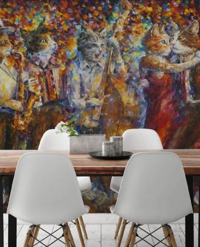 Painted Dressed Cats Dancing Wall Mural Painted Dressed Cats Dancing Wall Mural
