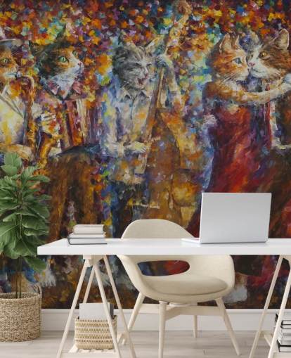 Painted Dressed Cats Dancing Wall Mural Painted Dressed Cats Dancing Wall Mural