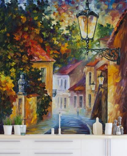 mediterraan straatgeschilderd behang