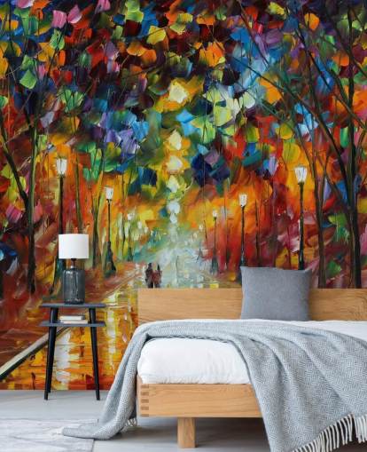 carta da parati murale multicolore chiamata Addio alla rabbia di Leonid Afremov per camere da letto, salotti e bagni