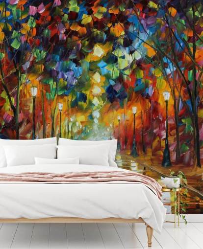 mural callejero multicolor llamado Adiós a la ira de Leonid Afremov para dormitorios, salas de estar y baños