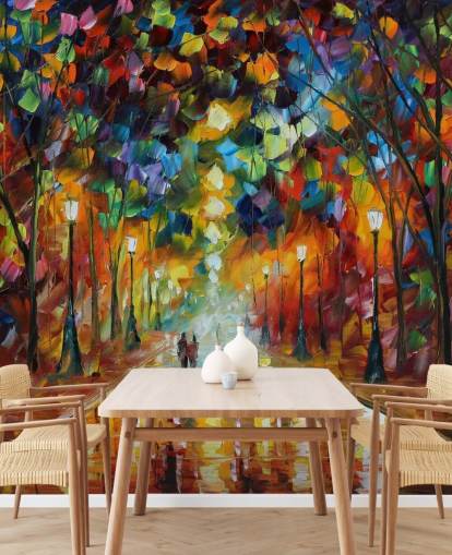 multicolored street wallpaper mural called Farewell to Anger by Leonid Afremov for bedrooms, living rooms and bathrooms