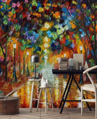 mural de papel de parede de rua multicolorido chamado Farewell to Anger, de Leonid Afremov, para quartos, salas de estar e banheiros