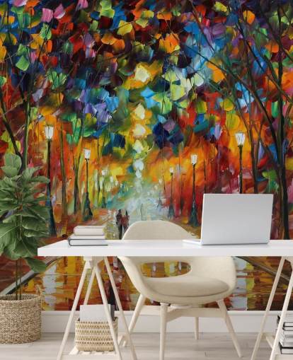 mural callejero multicolor llamado Adiós a la ira de Leonid Afremov para dormitorios, salas de estar y baños