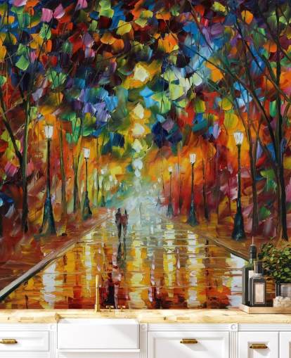 mural callejero multicolor llamado Adiós a la ira de Leonid Afremov para dormitorios, salas de estar y baños