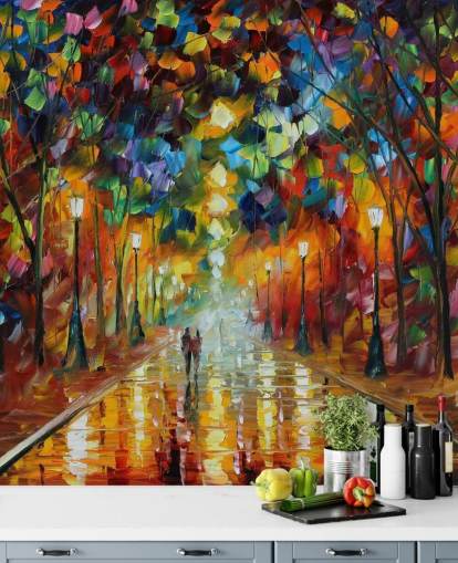 mehrfarbige Straßentapete mit dem Titel Farewell to Anger von Leonid Afremov für Schlafzimmer, Wohnzimmer und Badezimmer