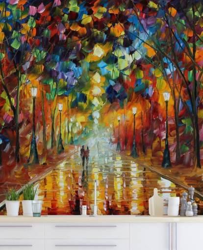 mural callejero multicolor llamado Adiós a la ira de Leonid Afremov para dormitorios, salas de estar y baños mural callejero multicolor llamado Adiós a la ira de Leonid Afremov para dormitorios, salas de estar y baños