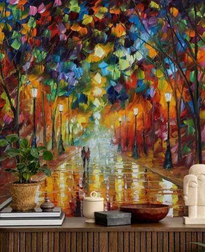 carta da parati murale multicolore chiamata Addio alla rabbia di Leonid Afremov per camere da letto, salotti e bagni