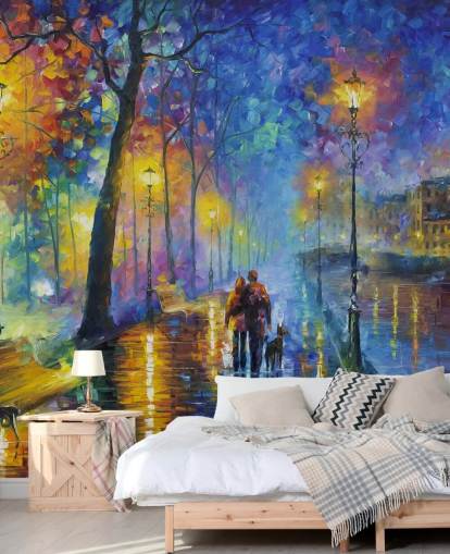 colourful painting of rainy street at night wallpaper colourful painting of rainy street at night wallpaper