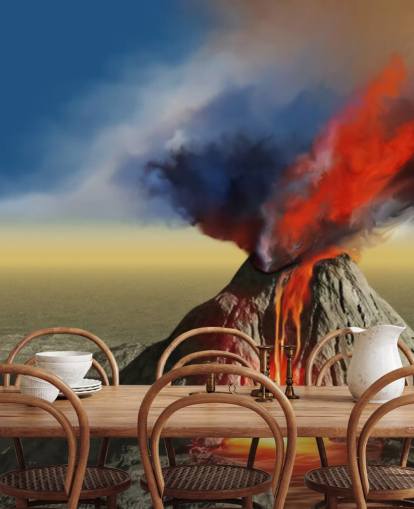 Volcano Smoke Wallpaper Mural