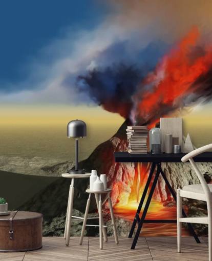 Volcano Smoke Wallpaper Mural