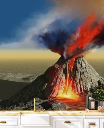 Carta da parati murale con fumo vulcano