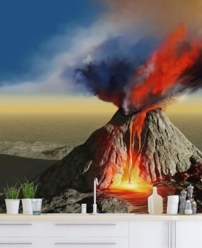 Volcano Smoke Wallpaper Mural