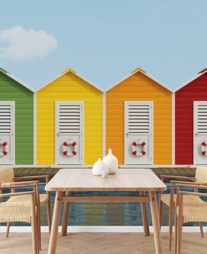 Papel pintado Cabañas de playa en el muelle