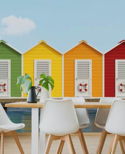 Cabanas de praia no Pier Wallpaper Mural