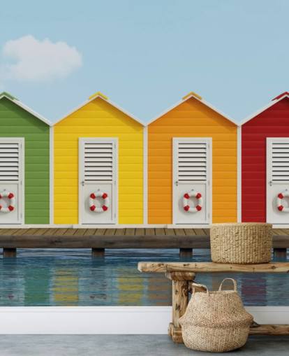 Cabanas de praia no Pier Wallpaper Mural