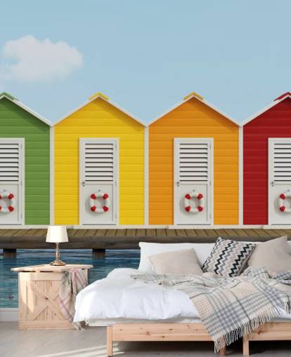 Cabanas de praia no Pier Wallpaper Mural Cabanas de praia no Pier Wallpaper Mural