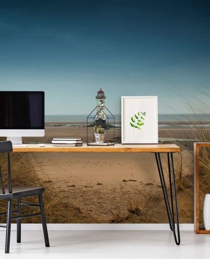 Gamla fyren på stranden Bakgrund Gamla fyren på stranden Bakgrund