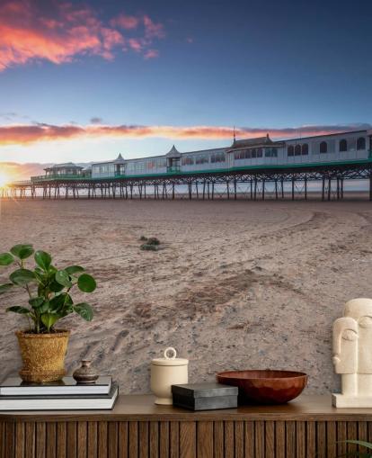 Papel de Parede Praia e Pier at Sunset