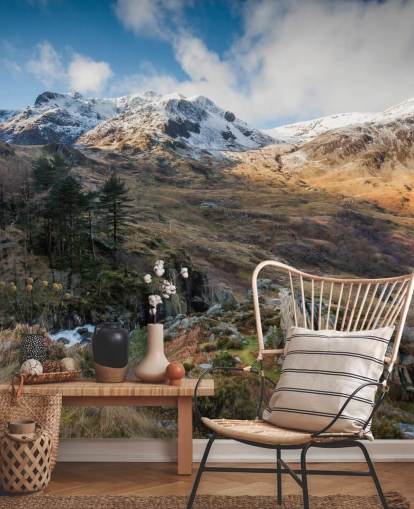 bellissima carta da parati paesaggistica chiamata Snow Mountains Snowdonia di Anthony Bryant Photography