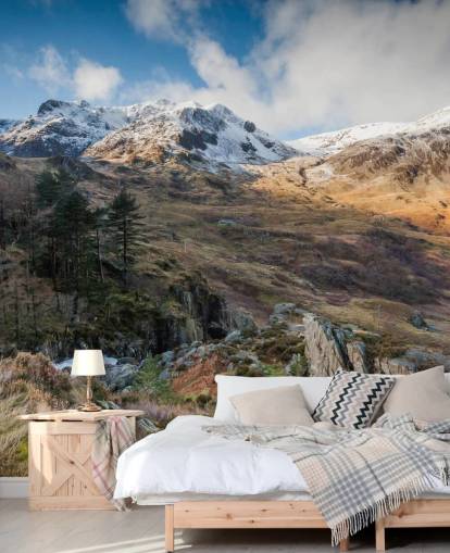 smukt landskabsvægmaleri kaldet Snow Mountains Snowdonia af Anthony Bryant Photography