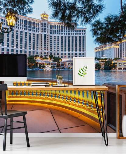 customizable las vegas casino wall mural called Bellagio Sunset by photographer Anthony Bryant