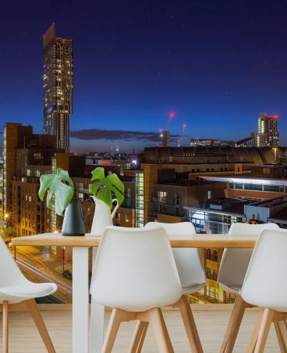 Manchester Skyline Stars Wall Mural