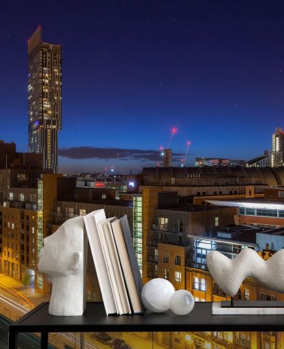 Manchester Skyline Stars Wall Mural