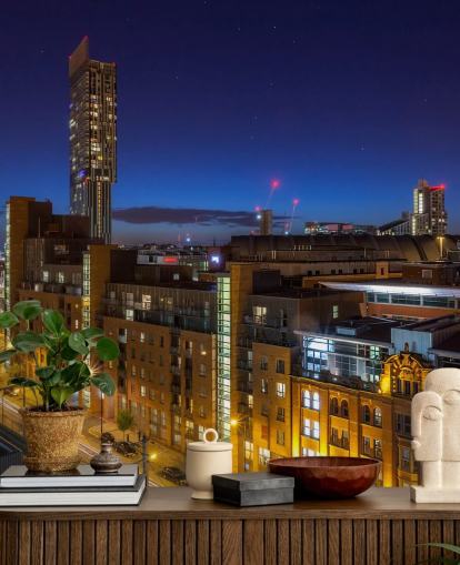 Manchester Skyline Stars Wall Mural