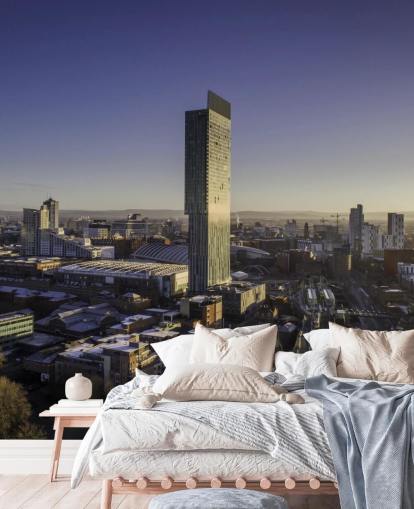 Manchester City Aerial Sunrise behang