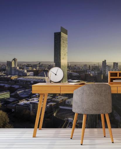 Manchester City Aerial Sunrise Baggrund