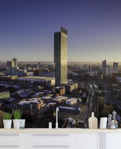 Manchester City Aerial Soloppgang Bakgrunn