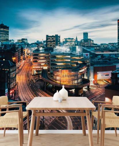 customizable manchester wall mural called Manchester Skyline Night by Anthony Bryant