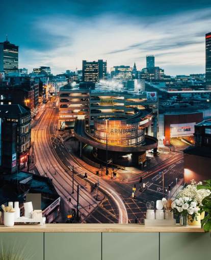 Manchester Skyline Nacht Wandgemälde Manchester Skyline Nacht Wandgemälde