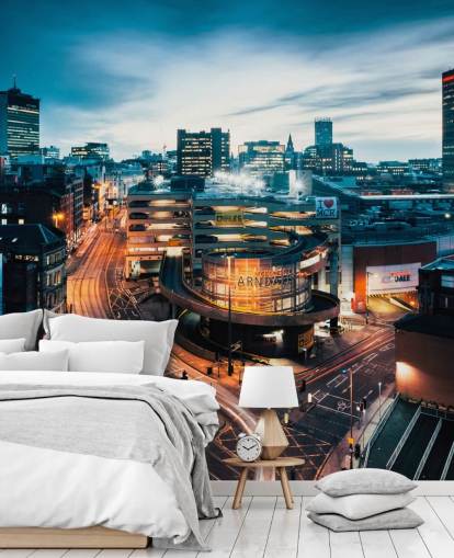 Manchester Skyline Night Wall Mural