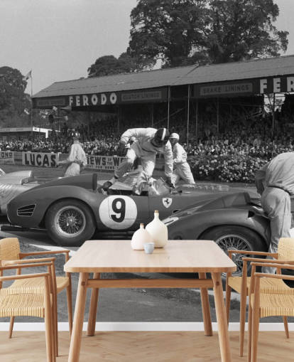 Papel pintado de coches vintage en blanco y negro Papel pintado de coches vintage en blanco y negro