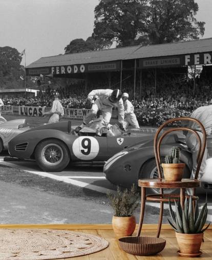 Papel pintado de coches vintage en blanco y negro Papel pintado de coches vintage en blanco y negro