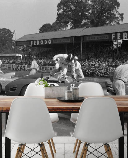 Carta da parati auto vintage in bianco e nero