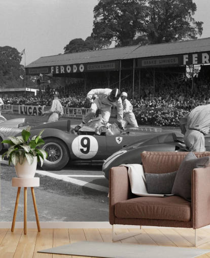 Papel pintado de coches vintage en blanco y negro Papel pintado de coches vintage en blanco y negro