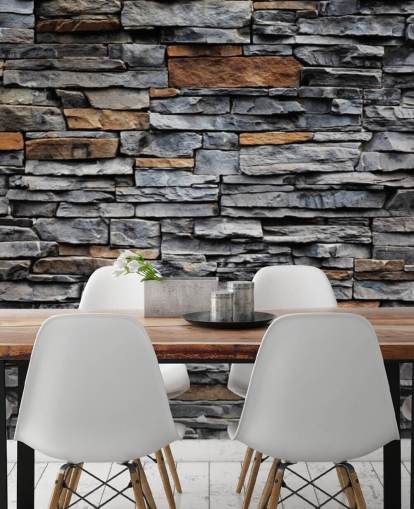 Papel pintado Piedra azul y marrón Papel pintado Piedra azul y marrón