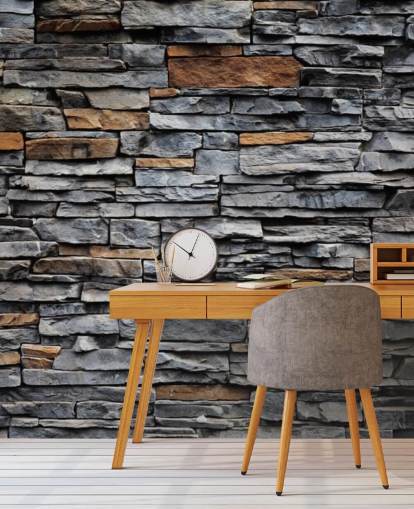 Papel pintado Piedra azul y marrón