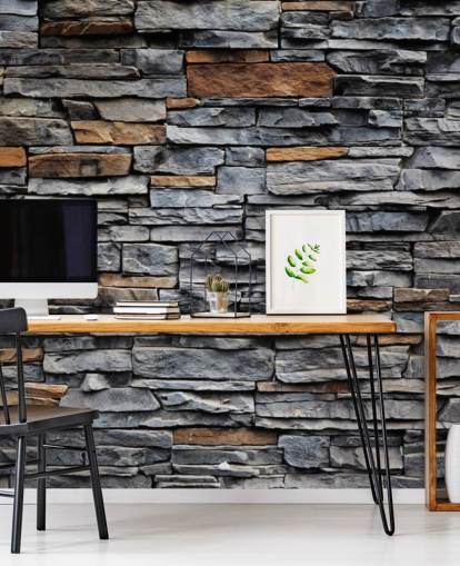 Blaue und braune Steintapete