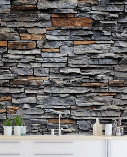 Papel pintado Piedra azul y marrón