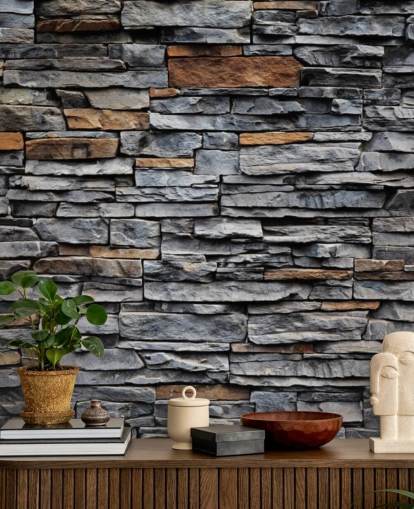 Papel pintado Piedra azul y marrón Papel pintado Piedra azul y marrón