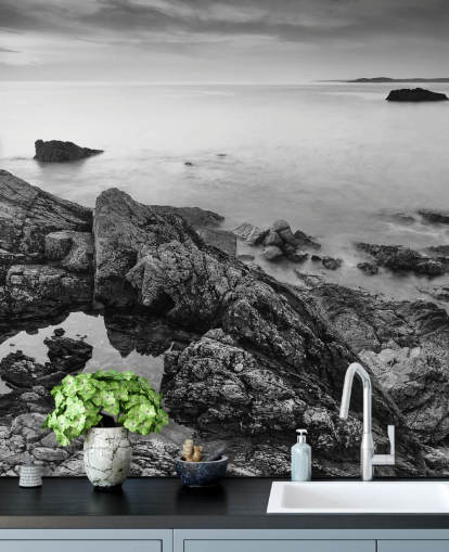 Black and White Coastal Wallpaper